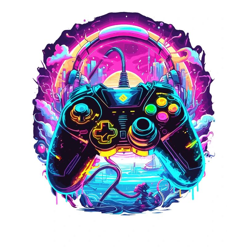 Synthwave Gamer Controller Fantasy Retro Gaming