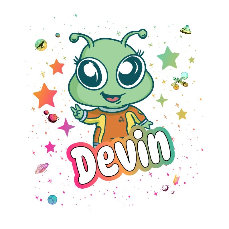 DEVIN - Schöner Junge Name mit süßem Alien