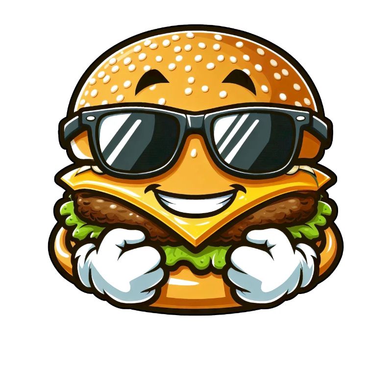 Cool hamburger cheeseburger with sunglasses