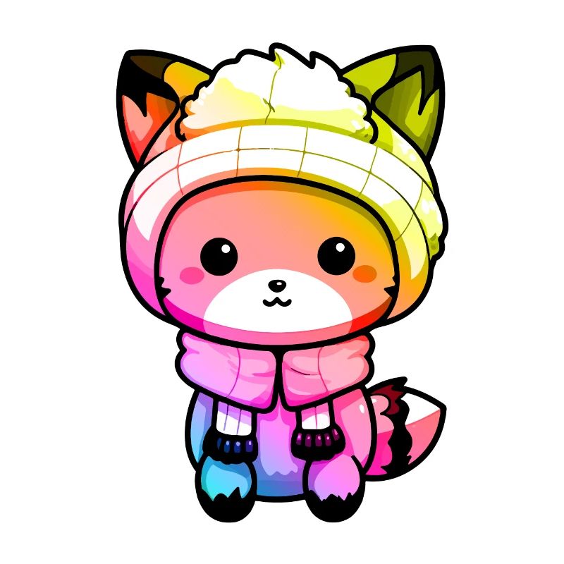 Fuchs Winter Tier Bunt Comic