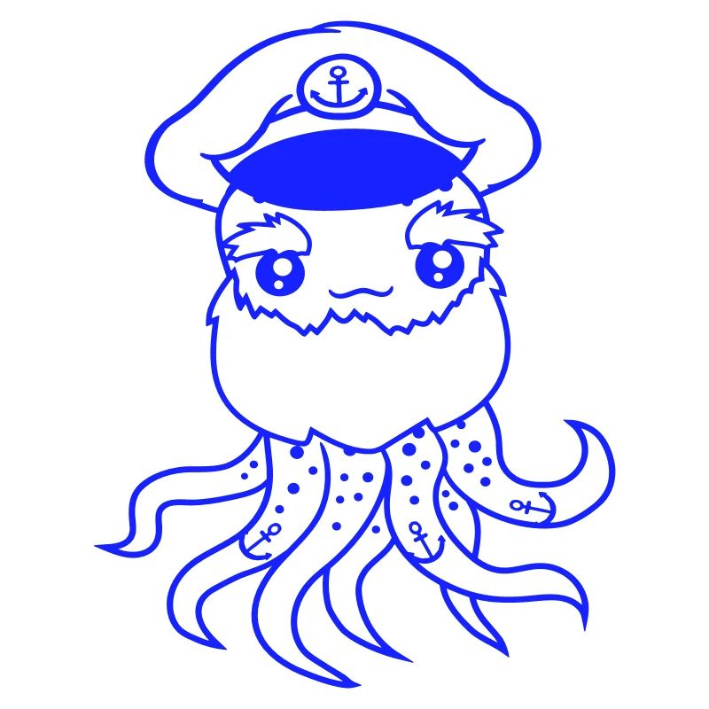 Old Octopus Octopus Cephalopod Captain Squid