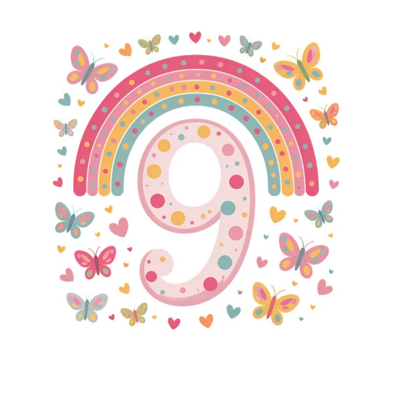 Regenbogen Schmetterling 9. Geburtstag Mädchen