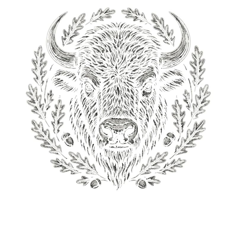 Europäischer Bison mit Eichenkranz Kunst