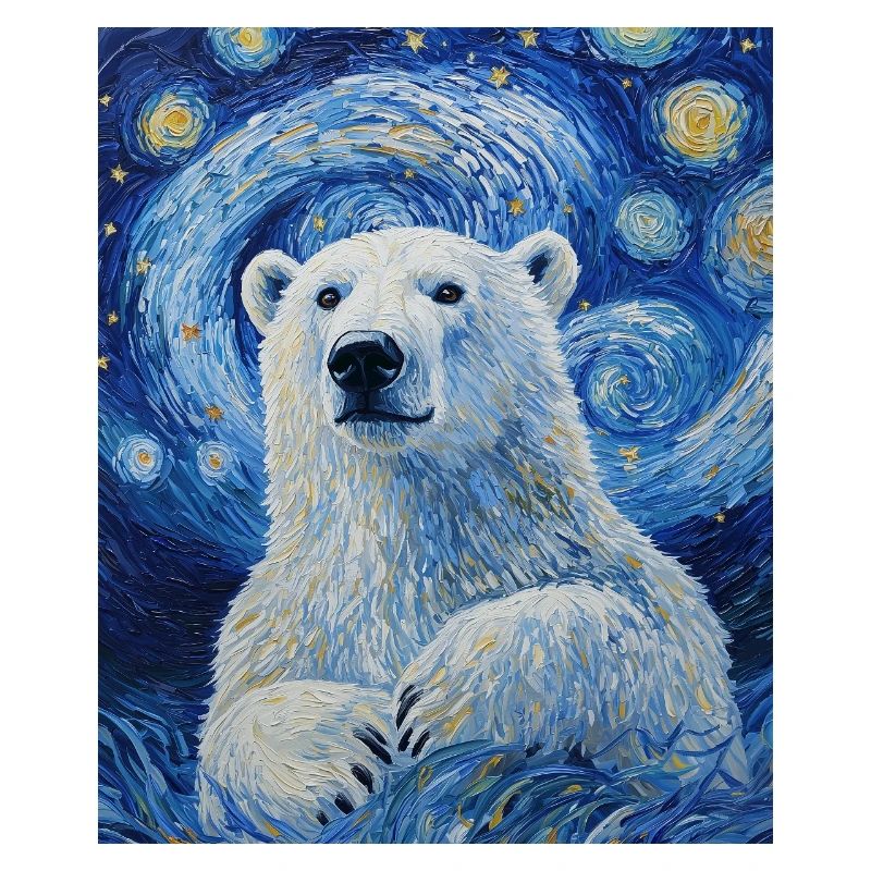 Polar Bear Bear Bears Van Gogh Style Starry Night