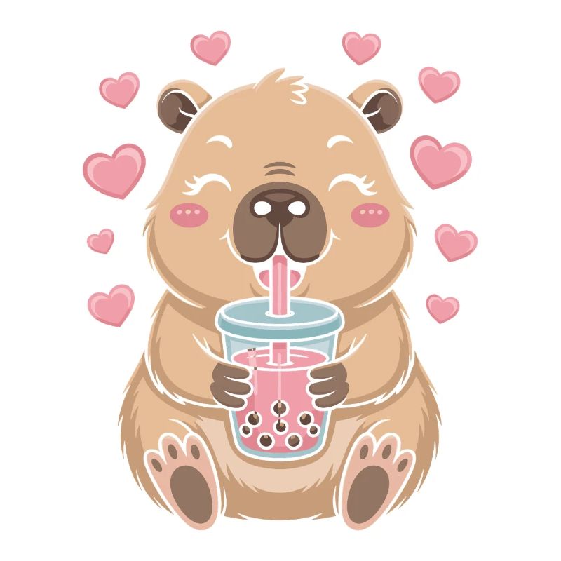 Kawaii Bubble Tee Capybara Boba Tee
