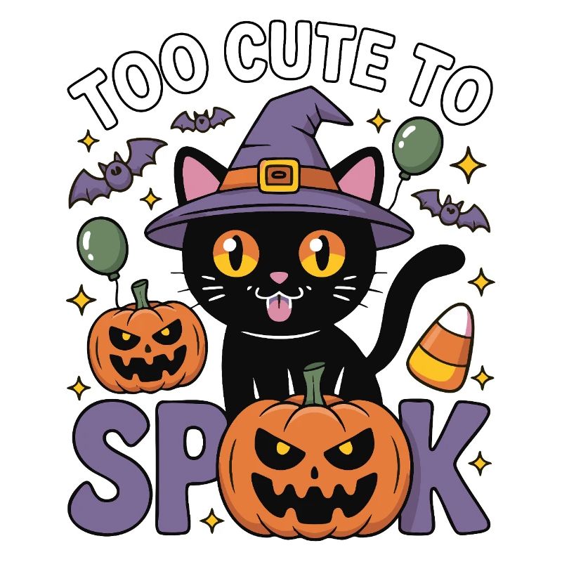 Trop mignon pour être effrayé - Chat sorcière mignon
