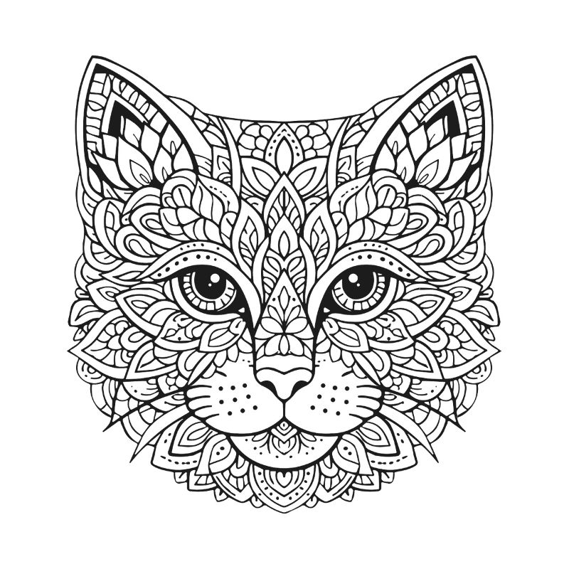 Visage de chat de Mandala