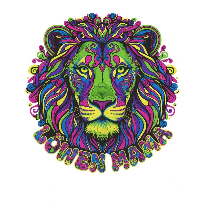 Löwen Mama Psychedelisch Bunter Löwe Mandala