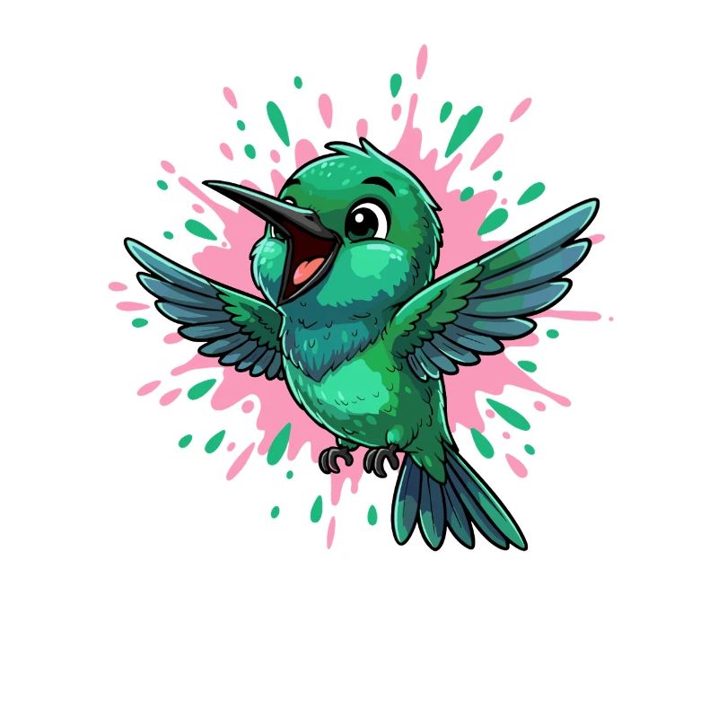 Farbenfroher Kolibri mit Farbsplash