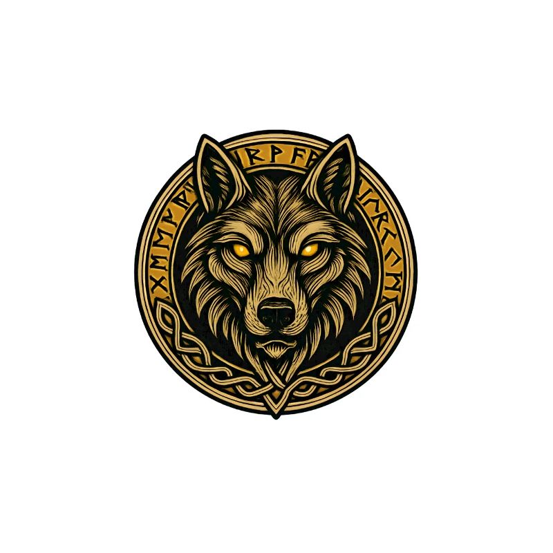 Wolf medallion with rune ring