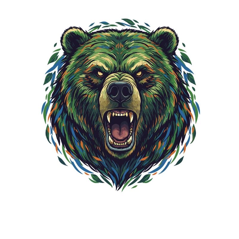 Wilder Farbbär Kopf