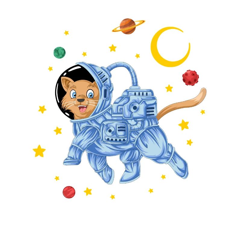 Astronaute chat de l’espace flottant dans des étoiles galactiques
