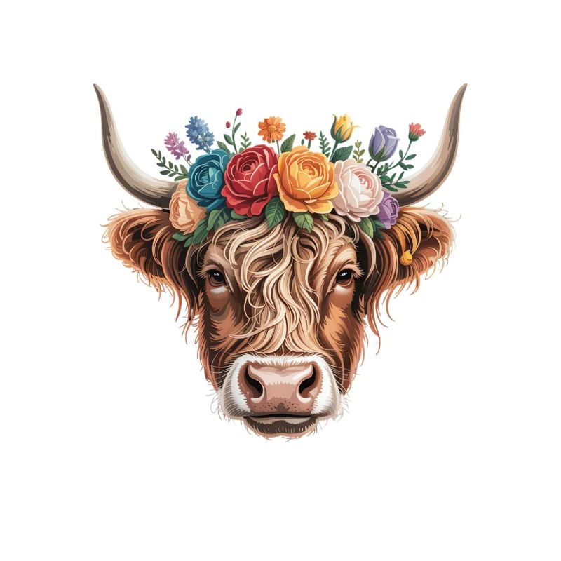 Vache à couronne de fleurs