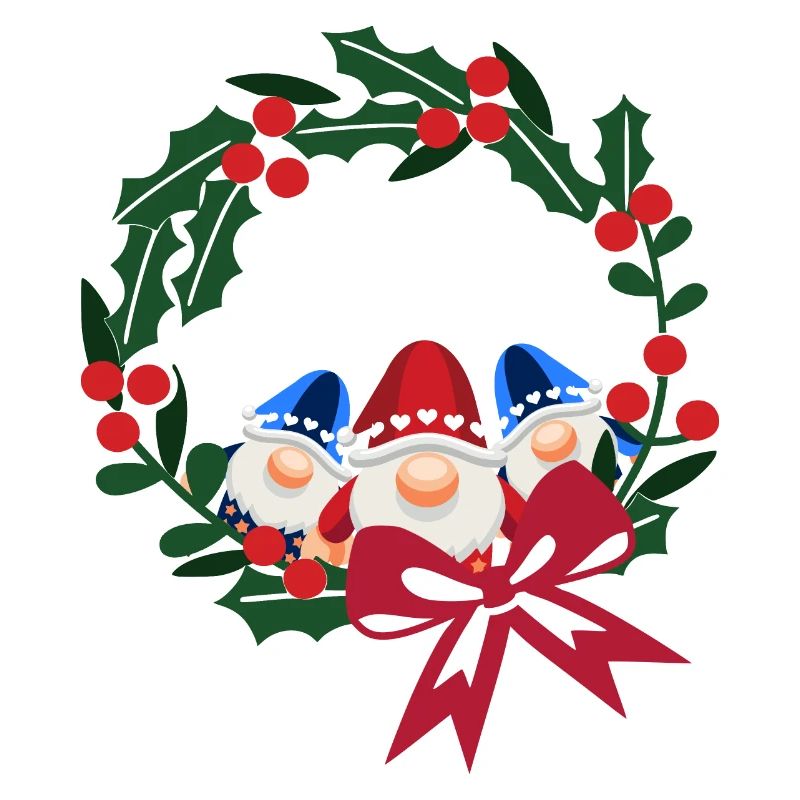 Three St. Nicholas Heads Wreath Bow
