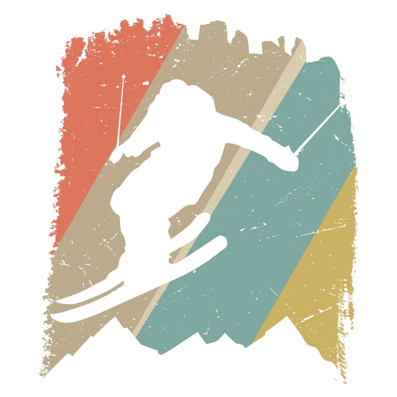 Retro Snowboard Silhouette on Pastel Stripes