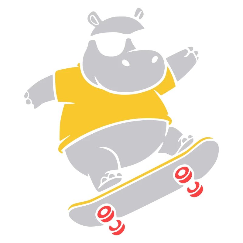 Cooles Nilpferd Skater Skateboard Vektor