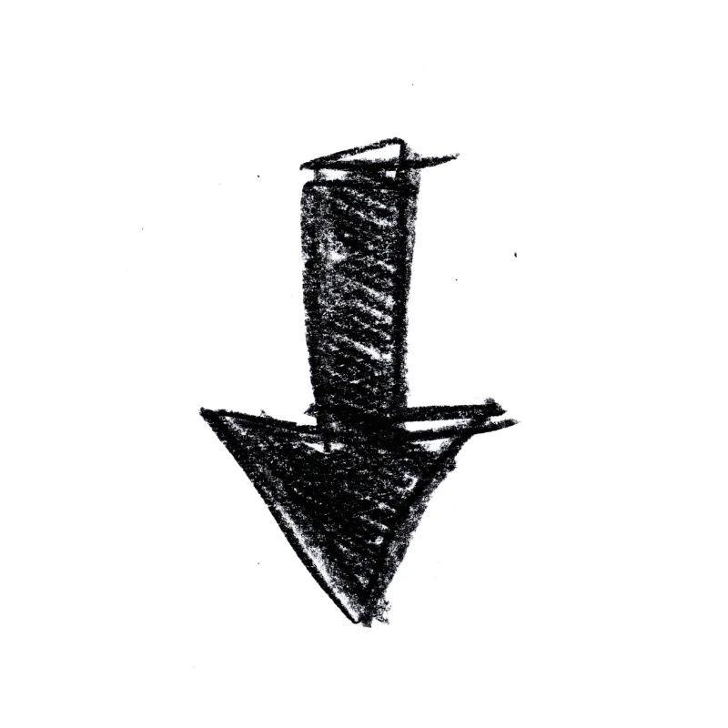 Pfeil gemalt nach unten Geschenkidee Scribble