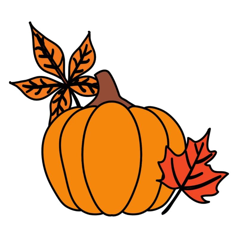 Herbstlicher Kürbis mit Blättern – Cozy Vibes