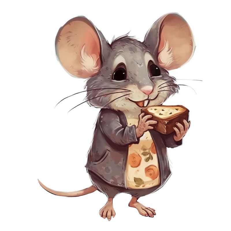 Souris heureuse avec biscuits aux pépites de chocolat