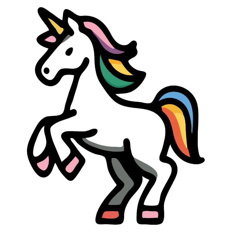 Minimales Regenbogen-Einhorn – Einfache Fantasy-Pferdekunst