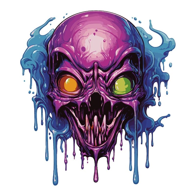 Psychedelic Skull in Purple and Blue