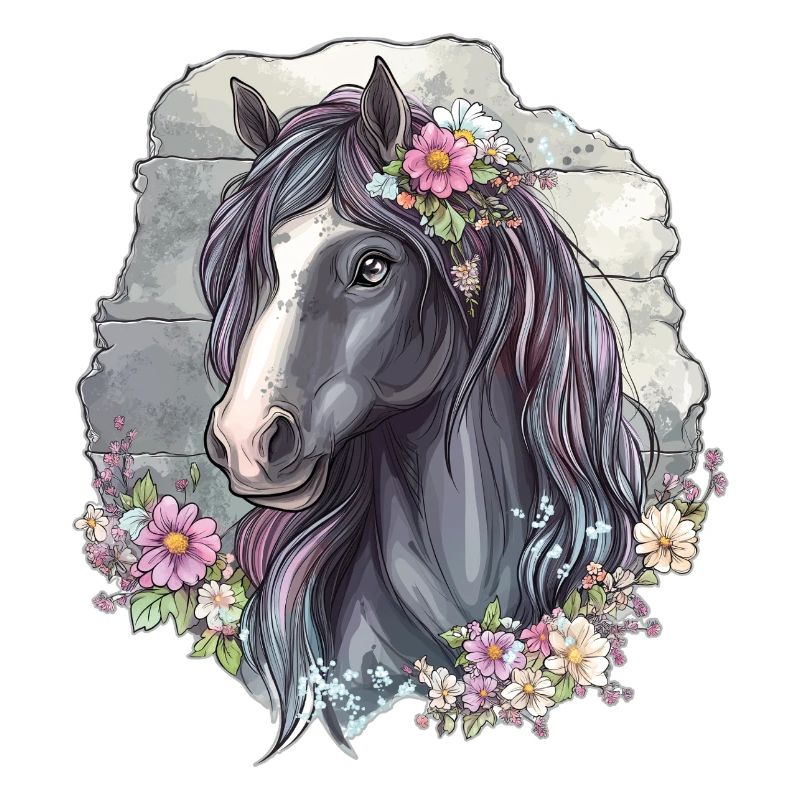 Cheval aux fleurs