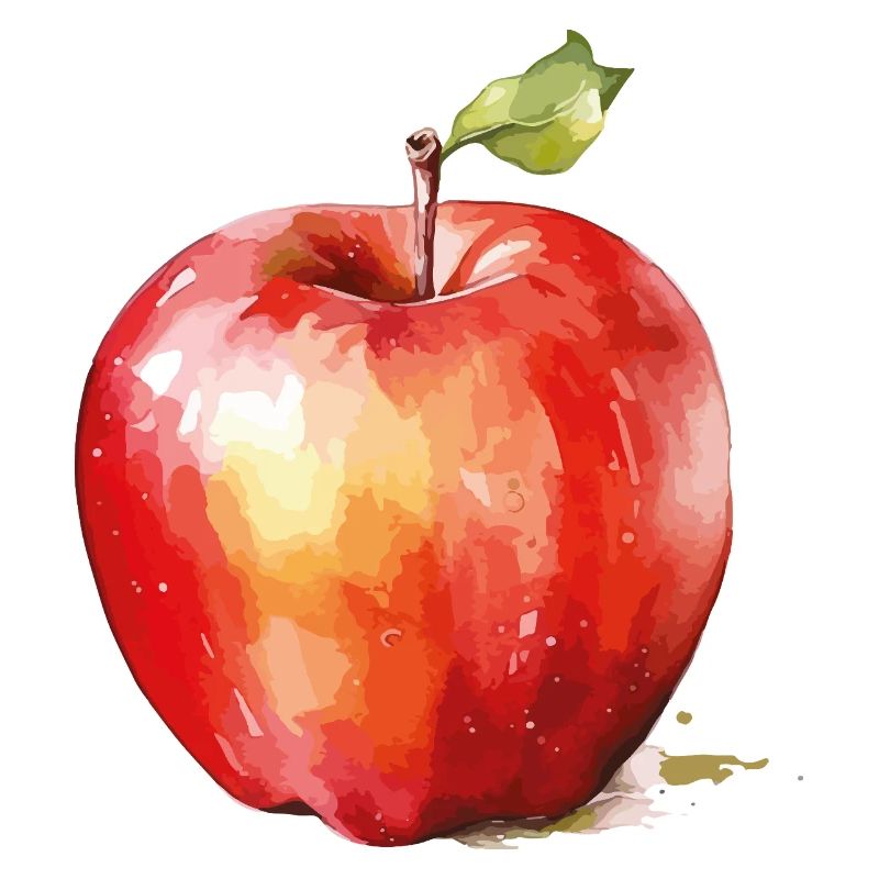 Watercolor Apple – Red Fruit Accent