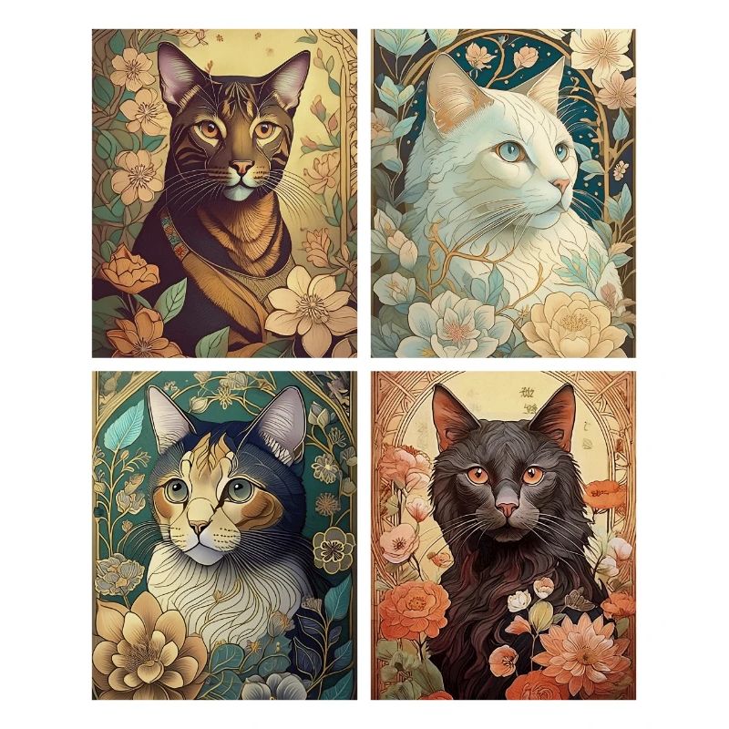 Chats dans le style d'Alphonse Mucha