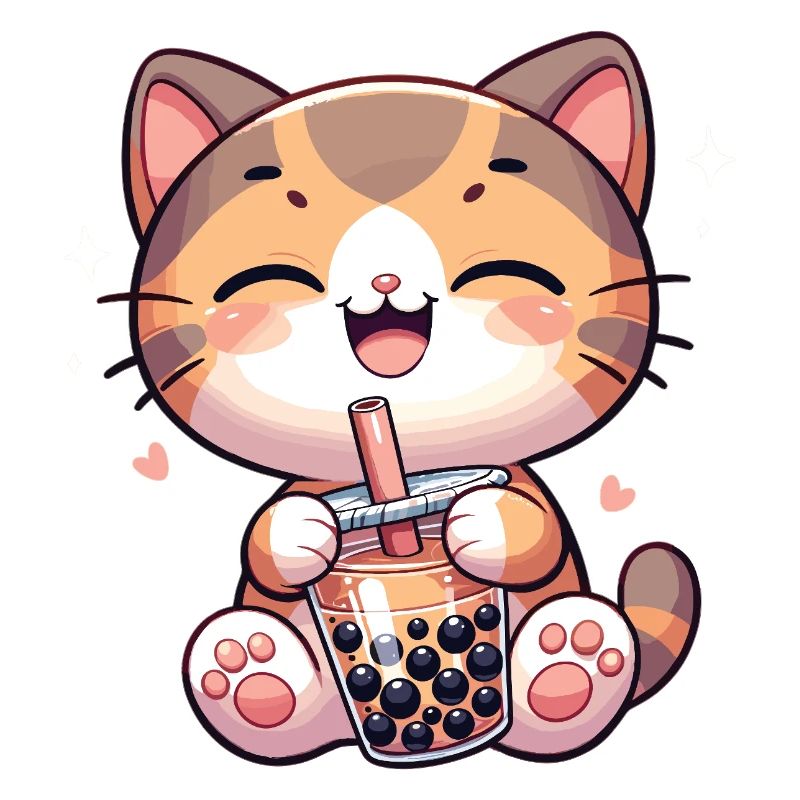 Cats Drinking Bubble Tea kawaii Boba Cat