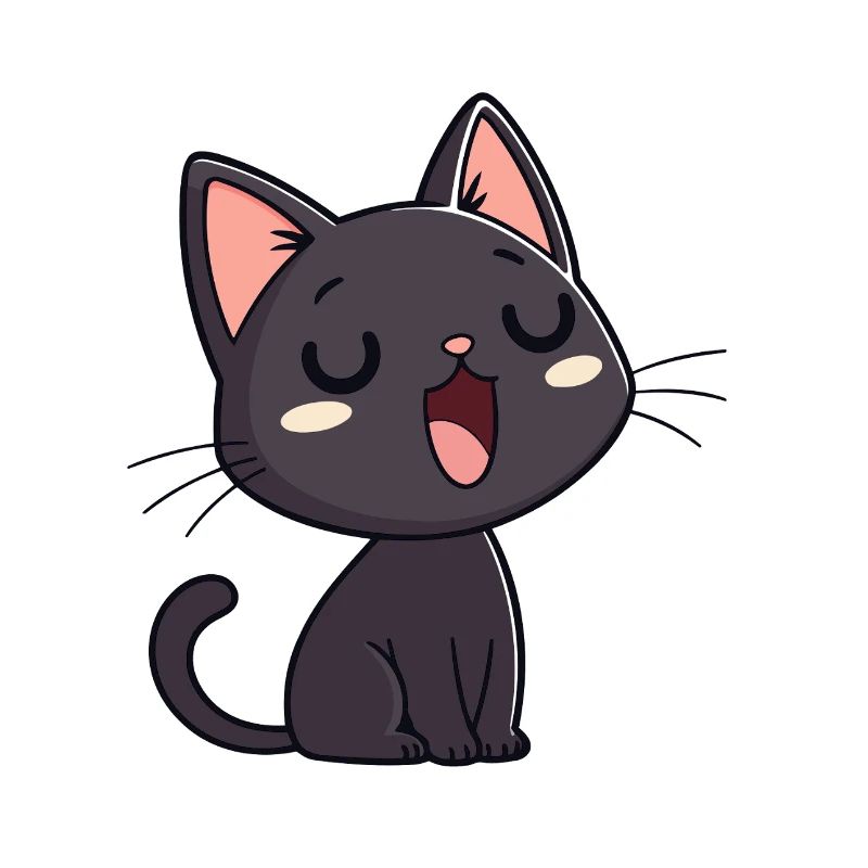 Chaton Noir Bâilleur Doux