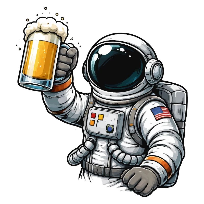 Astronaut mit Bierglas