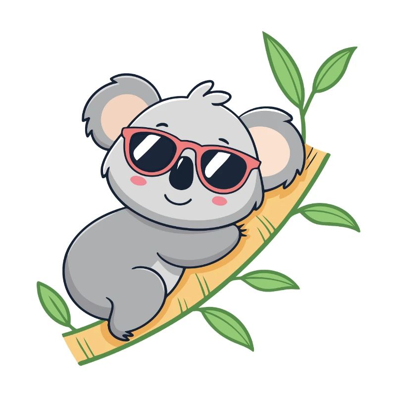 Trendiger Koala mit roten Brillen
