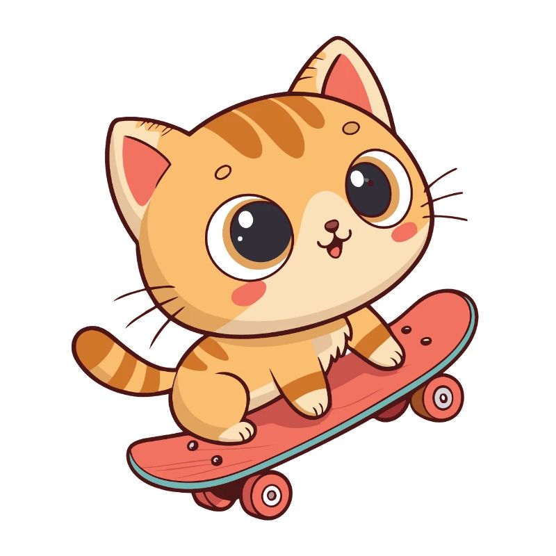 Chaton skate sur planche tendance