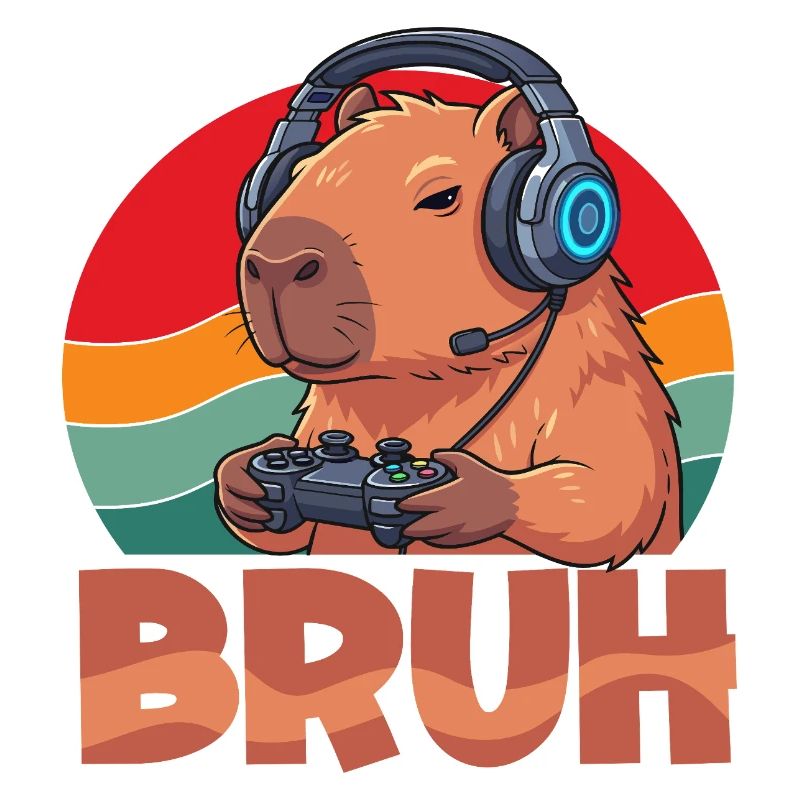 Retro Bruh Gaming Capybara Capybaras Cute