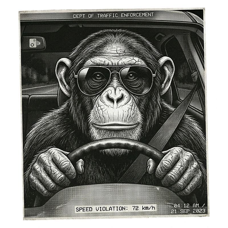 Les radars piégeaient le chauffeur de voiture singe