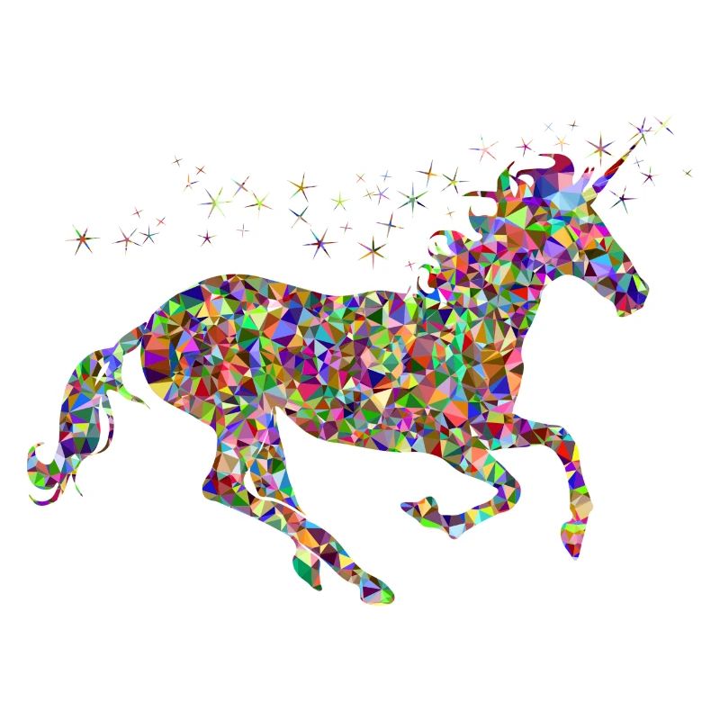 buntes mythisches springendes glitzer Einhorn