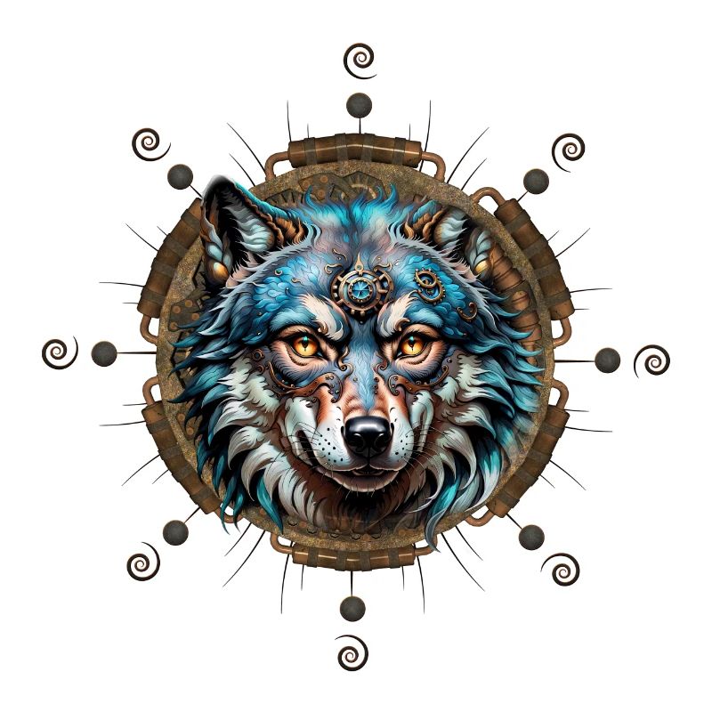 Fantastischer Steampunk-Wolf.