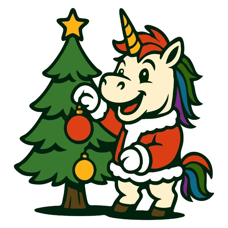 Weihnachts-Einhorn-Kunst schmückt Weihnachtsbaum