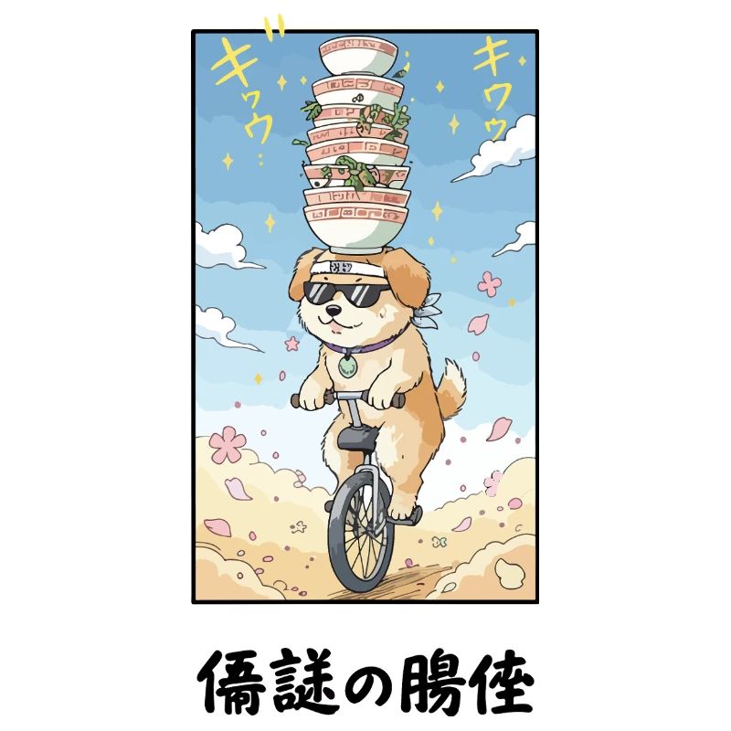 Noodle Stack Pup auf Einrad