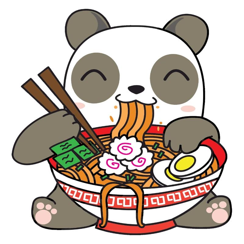 Panda mangeant ramen