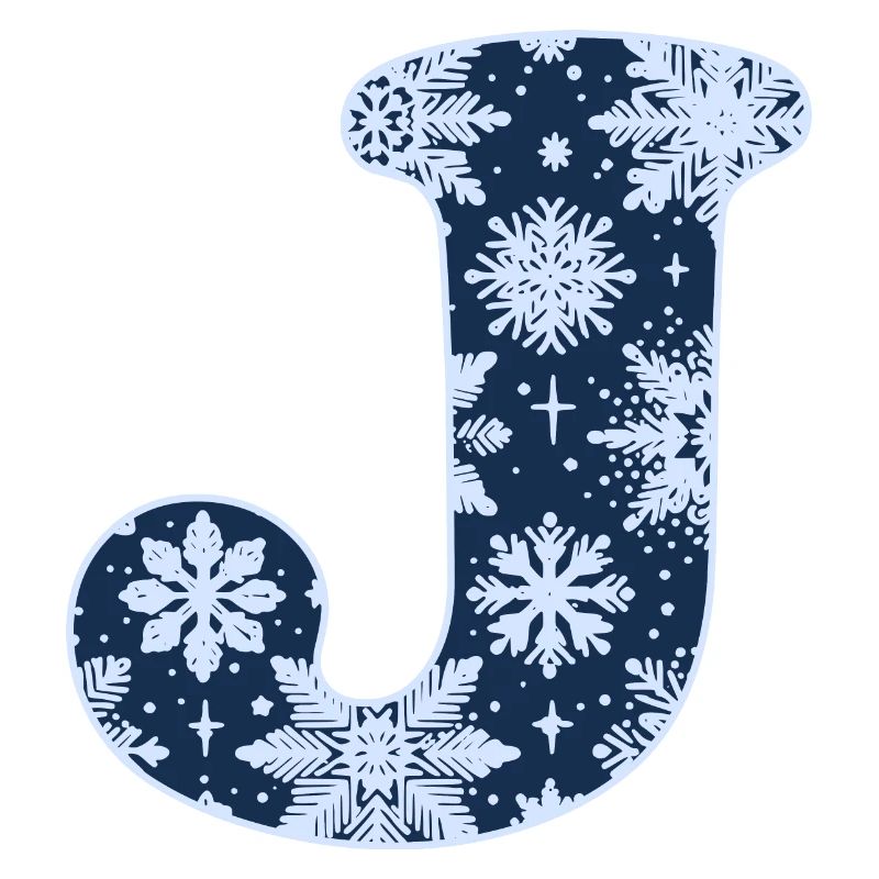 Buchstabe J Schneeflocken