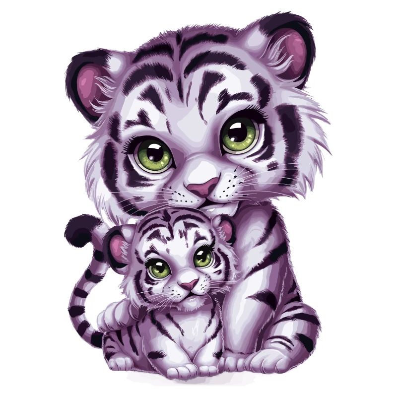 Weißer Tiger mit Tiger Mutter