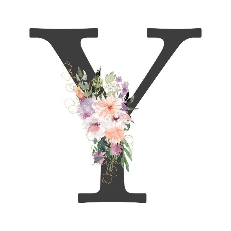 Buchstabe Y, Monogramm, Blumen