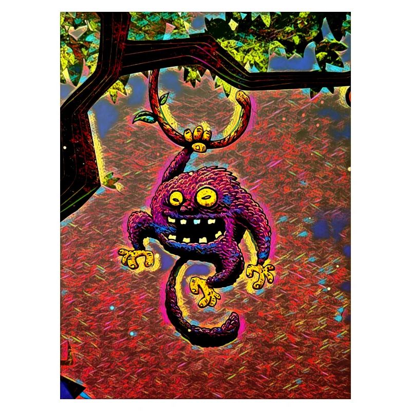 Purple monkey in a tree