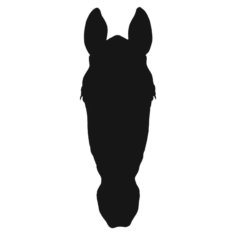 Silhouette frontale de la tête de cheval