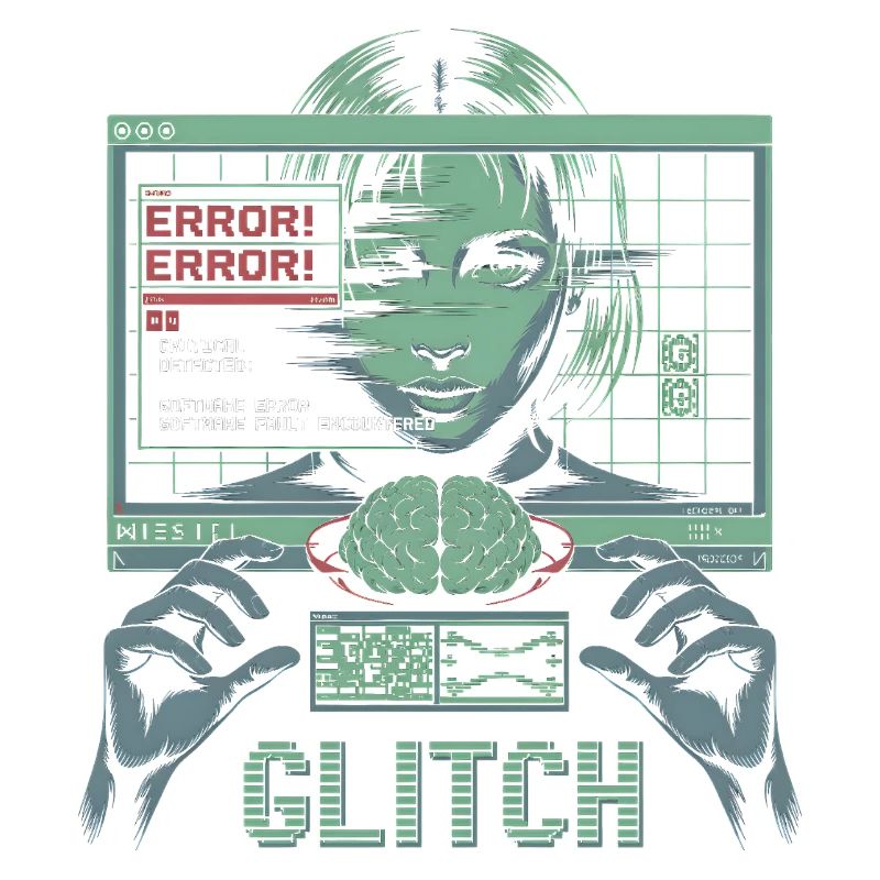 Error Glitch - T-shirt graphique futuriste