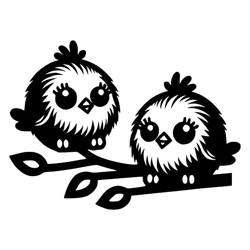 Deux petits oiseaux mignons dans le style dessin animé