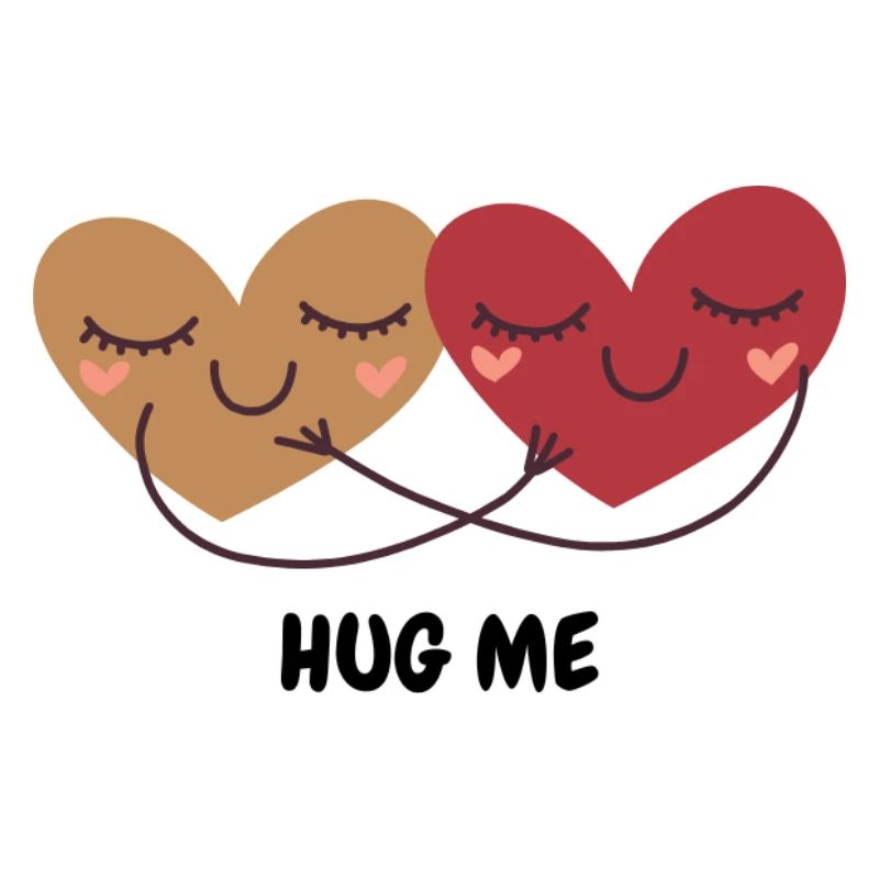 Two cuddling hearts hug
