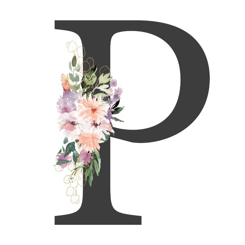 Lettre P, Monogramme, Fleurs