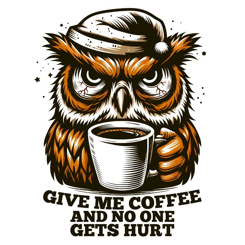Eule Kaffee müde Geschenk